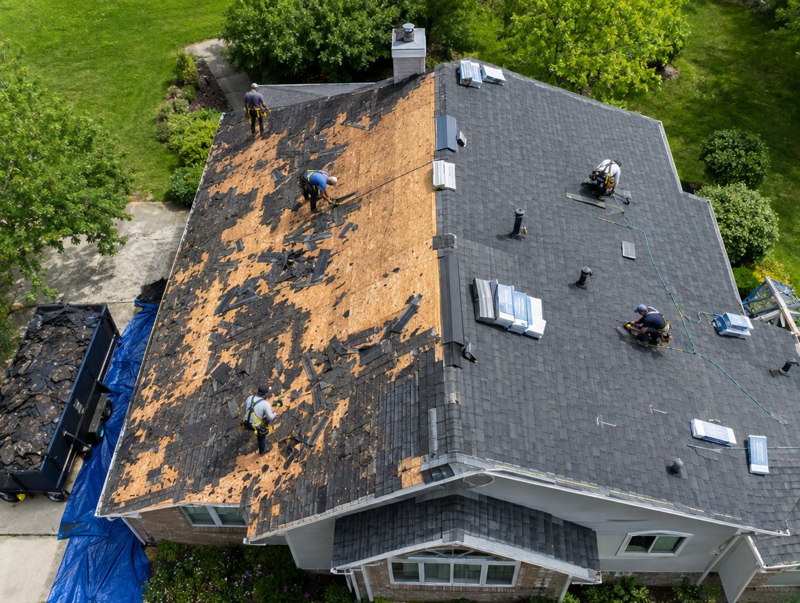 Crew mid-replacement from above