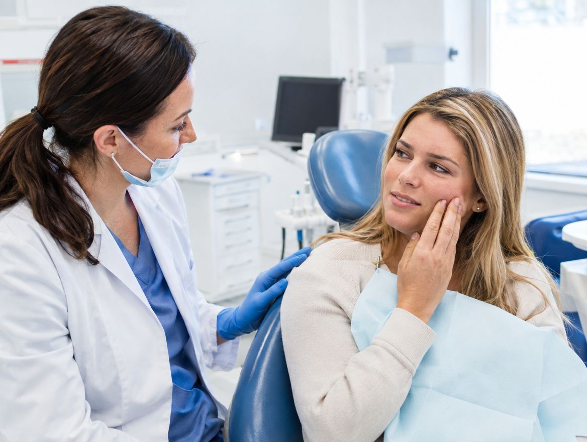 Dentist reassuring a patient