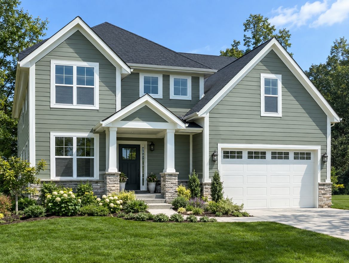 Home with new green fiber cement siding