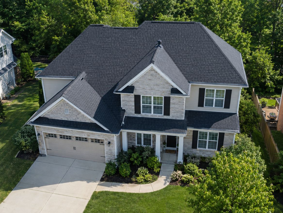 New charcoal shingle roof from above
